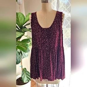 Lauren Conrad Maroon Peplum Sleeveless Top Size M